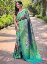 Kanchipattu Silk Teal Green Festival Wear Weaving Saree